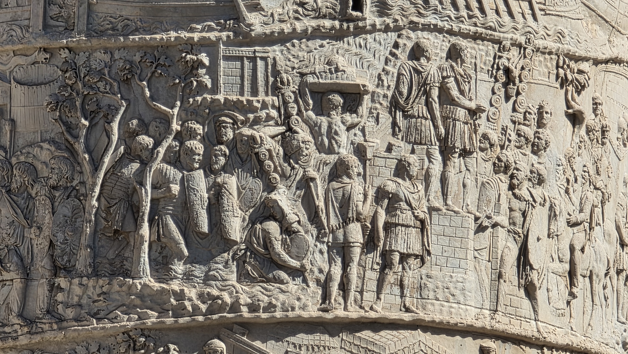 The spiralling carved relief of Trajan's Column